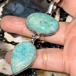Beautiful Amazonite “Stone of Hope” Pendant 3”